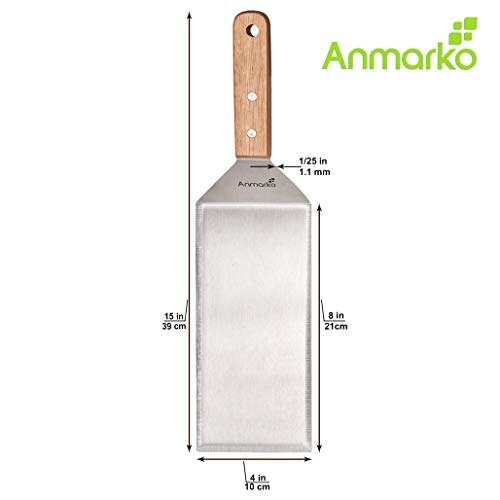 Stainless Steel Metal Griddle 4 x 8 inch Spatula - Spatula Hamburger Turner Scraper - Pancake Flipper - Great for BBQ Grill and Flat Top Griddle - Commercial Grade