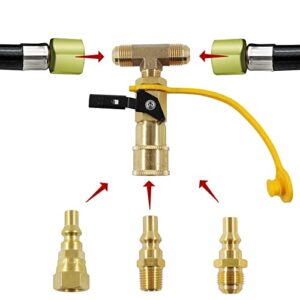 MENSI 1/4" Tee Splitter Universal Quick Disconnect Connect Fittings Adapter Key for RV Motorhomes Exits 3/8" Male Flare Threads Hook Grills