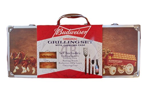 Budweiser Original Grilling Set with Wood Clydesdale Carrying Case, 5 pc