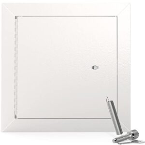 nyco – white steel access panel for drywall with automatic springbolt lock & key – 8 3/8″ x 8 3/8″ wall access panels – fire rated access door for plumbing & electrical wall cover – hole panel cover