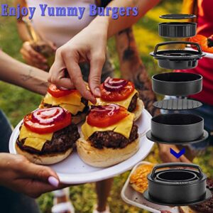 HSUJCYF 3PCS Smash Burger Press Kit, Round & Rectangle Meat Press for Griddle, Cast Iron Grill Press with Upgrade Wooden Handle for Blackstone Camp Chef Pitboss