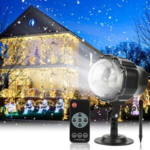 christmas projector light elec3 outdoor snowfall led projector waterproof rotating snow projection with rf remote snow decorative projector for christmas, halloween party, wedding, garden decoration