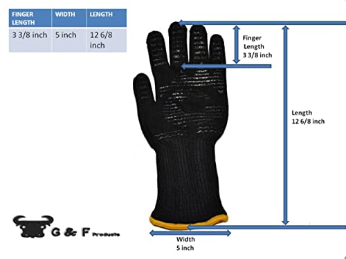 G & F 1682 Dupont Nomex Heat Resistant gloves for cooking, grilling, fireplace and oven, Barbecue Pit Mitt, BBQ Gloves, Sold by 1 Piece