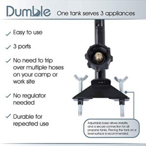 Dumble Propane Distribution Port - Propane Splitter Manifold, Grill Gas Valve with Shutoff, Propane Extension 3-Way Post