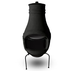 petratools outdoor pizza oven wood fired, mini personal sized pizza cooker, chiminea-terra cotta, great for outside parties, home pizza oven, pizza grill (black)