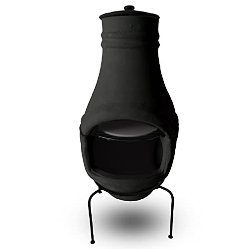 PetraTools Outdoor Pizza Oven Wood Fired, Mini Personal Sized Pizza Cooker, Chiminea-Terra Cotta, Great For Outside Parties, Home Pizza Oven, Pizza Grill (Black)