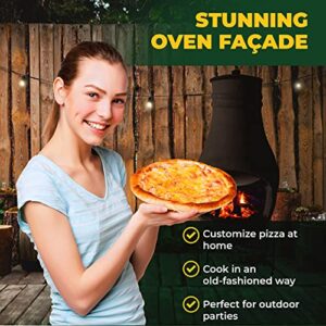 PetraTools Outdoor Pizza Oven Wood Fired, Mini Personal Sized Pizza Cooker, Chiminea-Terra Cotta, Great For Outside Parties, Home Pizza Oven, Pizza Grill (Black)