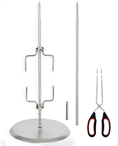 YOOYIST Vertical Skewer for al Pastor Stainless Steel Removable Barbecue Skewers , Brazilian BBQ Skewer Stand Grilling Meat Spit for Steak, Whole Chickens, Whole Fish, Shawarma and Large Meat