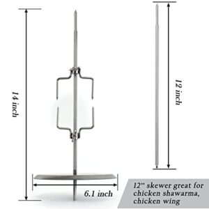 YOOYIST Vertical Skewer for al Pastor Stainless Steel Removable Barbecue Skewers , Brazilian BBQ Skewer Stand Grilling Meat Spit for Steak, Whole Chickens, Whole Fish, Shawarma and Large Meat