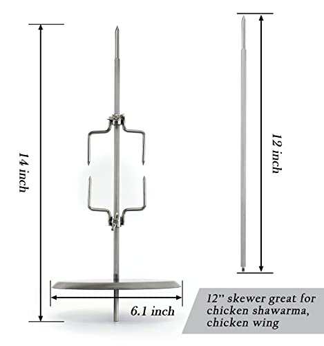 YOOYIST Vertical Skewer for al Pastor Stainless Steel Removable Barbecue Skewers , Brazilian BBQ Skewer Stand Grilling Meat Spit for Steak, Whole Chickens, Whole Fish, Shawarma and Large Meat