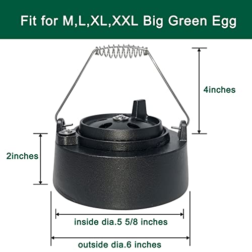 Quantfire Cast Iron Cap for Big Green Egg Dual Function Metal Top, Daisy Wheel Chimney Cap for M/L/XL/XXL Big Green Egg Accessories Replacement