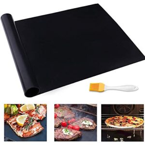 grill mat, 70″ x 16″ grilling mats for outdoor grill nonstick, bbq silicone grill mat accessories for griddle, cut to any size, resuable and easy to clean, works on charcoal electric gas grill – black