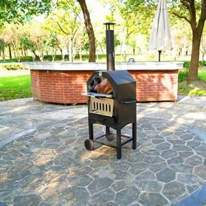Summerville Pizza Oven Outdoor with Stone, Pizza Cooker Freestanding Portable Steel Pizza Oven for Grill Black