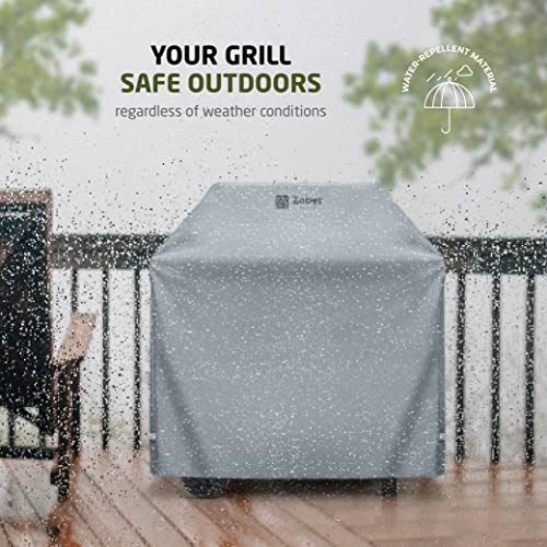 Zober BBQ Grill Cover - 44 Inch Waterproof Double Layered Fits Weber Gas Grill Cover Charbroil Grill & Smoker - Gas Grill Covers w/ Air Vents, Dual Handles - 600D Oxford Fabric, Gray