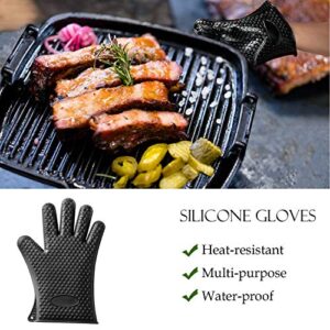 ROMANTICIST 26pcs Grilling Accessories Kit for Men Women, Stainless Steel Heavy Duty BBQ Tools with Glove and Corkscrew, Grill Utensils Set in Portable Canvas Bag for Outdoor,Camping,Backyard,Brown