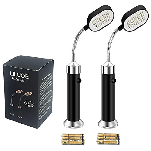 LILUOE Magnetic Barbecue BBQ Light Set for Grilling - 2PCS, Black(Include 6 AAA Alkaline Batteries)