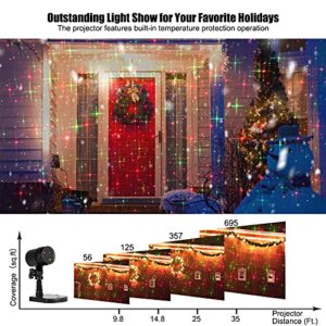 Christmas Lights Laser Projector Outdoor Red and Green Starry Projection Light 3 Working Modes Waterproof Plug in Mountable for Holiday Xmas House Indoor Party New Year Decoration Show, Black