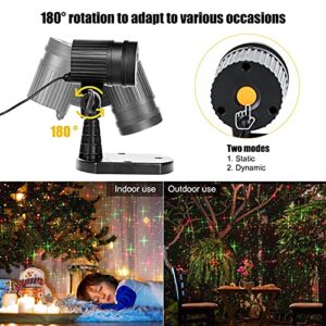 Christmas Lights Laser Projector Outdoor Red and Green Starry Projection Light 3 Working Modes Waterproof Plug in Mountable for Holiday Xmas House Indoor Party New Year Decoration Show, Black