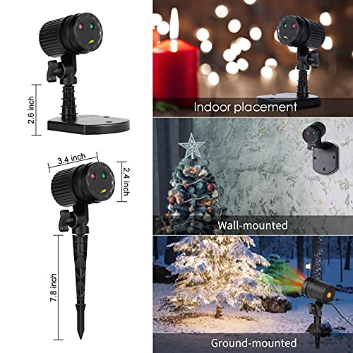 Christmas Lights Laser Projector Outdoor Red and Green Starry Projection Light 3 Working Modes Waterproof Plug in Mountable for Holiday Xmas House Indoor Party New Year Decoration Show, Black