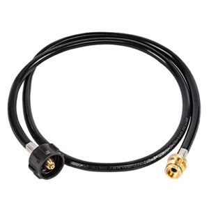 qulimetal 5 feet propane tank adapter hose 1lb to 20lb converter replacement for weber q gas grill, blackstone griddle, tabletop grill, buddy heater, coleman stove camping converter