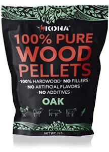 kona 100% oak smoker pellets, intended for ninja woodfire outdoor grill, 2 lb resealable bag