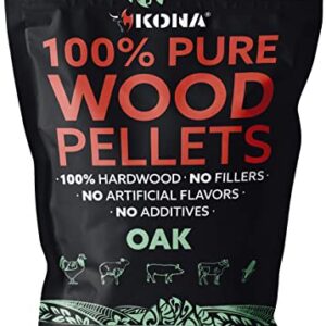 Kona 100% Oak Smoker Pellets, Intended for Ninja Woodfire Outdoor Grill, 2 lb Resealable Bag