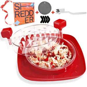 updated chicken shredder, multifunctional meat shredder, chicken shredder tool for beef pork chicken vegetables hard cheese – reasonable designed, works and clean easily, food grade material (red)