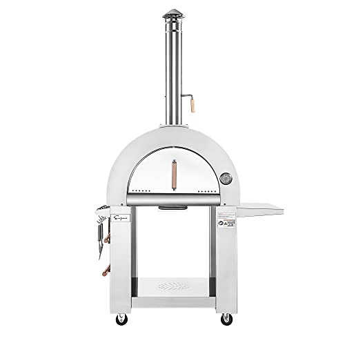 Empava 32.5" Wood Fired Pizza Oven Grill with Side Panel for Outdoor Kitchen in Stainless Steel