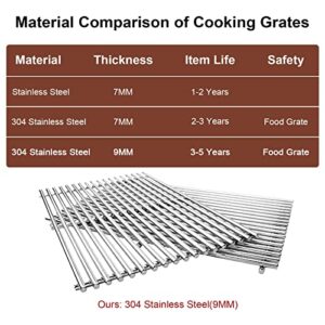 QuliMetal 304 Stainless Steel Grill Burner and SUS304 9MM for Weber Genesis 300 Series (2011-2016), Genesis E310 E320 E330 S310 S320 S330 Gas Grills with Front Control Panel