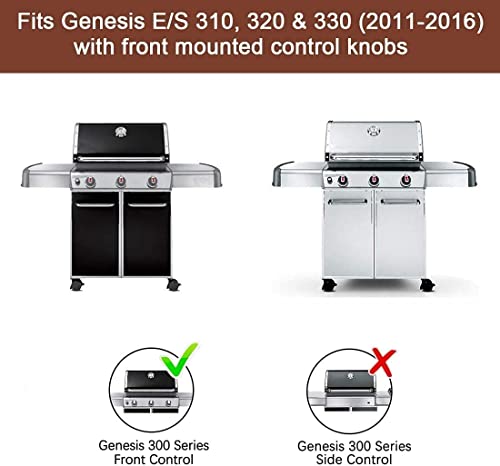 QuliMetal 304 Stainless Steel Grill Burner and SUS304 9MM for Weber Genesis 300 Series (2011-2016), Genesis E310 E320 E330 S310 S320 S330 Gas Grills with Front Control Panel