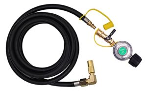 meter star qcc propane gas grill regulator 1/4″ quick connect cylinder adapter and 12 foot 1/4′ quick connect liquid propane hose fitting kit elbow adapter only for blackstone 17″/22″ griddle
