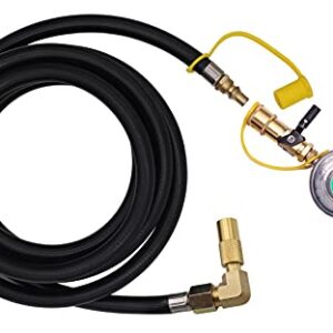 METER STAR QCC Propane Gas Grill Regulator 1/4" Quick Connect Cylinder Adapter and 12 Foot 1/4' Quick Connect Liquid Propane Hose Fitting Kit Elbow Adapter Only for Blackstone 17"/22" Griddle