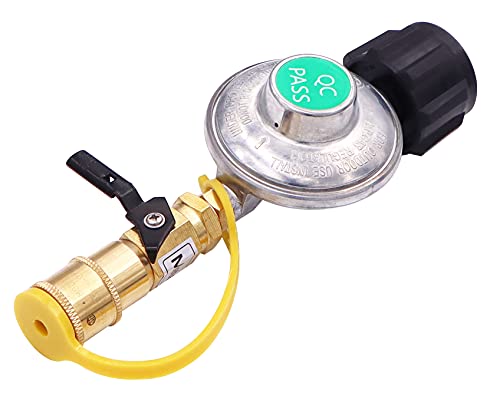 METER STAR QCC Propane Gas Grill Regulator 1/4" Quick Connect Cylinder Adapter and 12 Foot 1/4' Quick Connect Liquid Propane Hose Fitting Kit Elbow Adapter Only for Blackstone 17"/22" Griddle