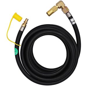 METER STAR QCC Propane Gas Grill Regulator 1/4" Quick Connect Cylinder Adapter and 12 Foot 1/4' Quick Connect Liquid Propane Hose Fitting Kit Elbow Adapter Only for Blackstone 17"/22" Griddle