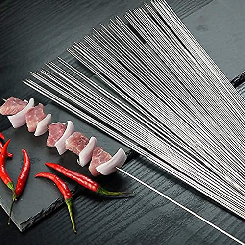 20 Pieces Stainless Steel skewers, BBQ skewers, Meat skewers, Stainless Steel skewers, Reusable BBQ skewers, Kebabs - 35cm