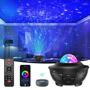 star projector, galaxy projector for bedroom, smart star night light projector work with alexa,ocean wave projector with remote control &music bluetooth speaker for kids aldult room party decoration