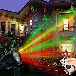mxcuv christmas projector lights outdoor, waterproof christmas laser lights landscape spotlight decorative stage lights with red and green xmas patterns for party garden patio wall ceiling floor