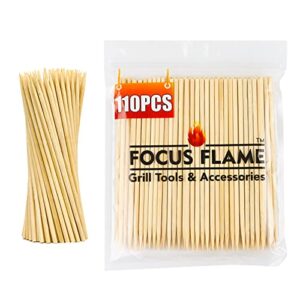 focus flame bamboo appetizer skewer 110 pcs 6 in stick fruit kabob grill skewer toothpicks Φ=4 mm caramel apples wood stick for cocktail chocolate fountain campfire party barbecue kitchen bbq skewer