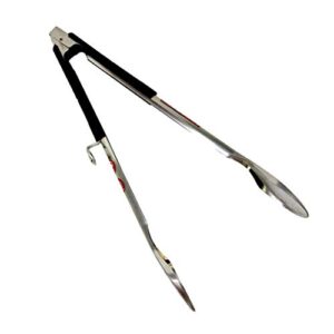 firedisc ultimate gripping weapon | tongs for cooking outside | oversized stainless steel cooking tongs | locking grilling tongs | outdoor cooking tongs for grilling meat | 19 x 6.75 x 2 inches