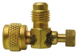 thumb-screw/flow control valve for 1/4 m. flare access fitting with 1/4″ m. access port