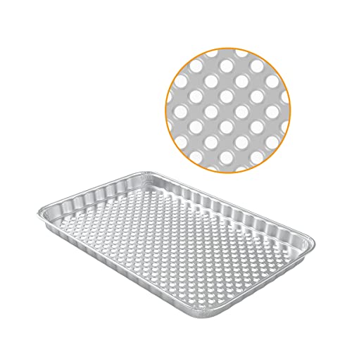 16.5 x 11.5 Inch Disposable Aluminum Foil Pans Use on BBQ or Indoor Hot Plate, Aluminum Sheet Pans for Cooking, Baking, Heating -Protect Cooking Grate Heavy Duty Grill Topper 10 Pack