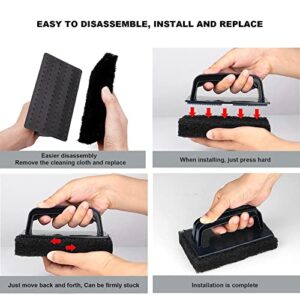 Grill Cleaning Kit, Heavy Duty Grill Scraper Stainless Steel, Food Scraper Tool Kitchen, Griddle Scrubber Scouring Pad Handle, Griddle Cleaning Brush for Charcoal, Grills, Cast Iron Cookware, Oven,Etc