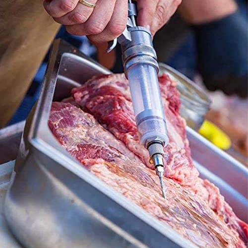 SpitJack Magnum Meat Injector Gun. Food Flavor Injection Syringe for Smoked BBQ Marinades and Meat Seasoning. 4 Needles for Pork Butt, Beef Brisket, Turkey Breast. Deluxe Hard Case. Made in The USA.