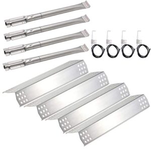 hisencn stainless steel burner pipe tube, heat plate shield tent, igniter electrode repair kit replacement for kitchen aid 720-0733a, 720-0745, 720-0745b 4 burner gas grill models