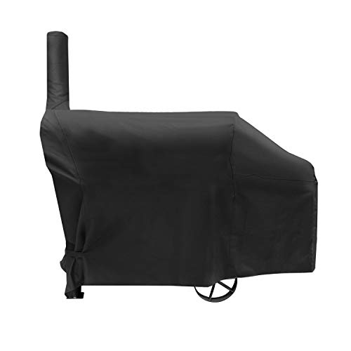 SunPatio Offset Smoker Cover, Heavy Duty Waterproof Barrel Charcoal Smoker Grill Cover, Barbecue Pit Cover, FadeStop and Durable, Compatible for Brinkmann Trailmaster, Char-Broil and More