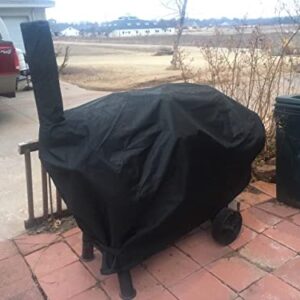 SunPatio Offset Smoker Cover, Heavy Duty Waterproof Barrel Charcoal Smoker Grill Cover, Barbecue Pit Cover, FadeStop and Durable, Compatible for Brinkmann Trailmaster, Char-Broil and More