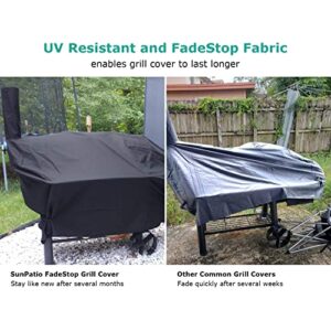 SunPatio Offset Smoker Cover, Heavy Duty Waterproof Barrel Charcoal Smoker Grill Cover, Barbecue Pit Cover, FadeStop and Durable, Compatible for Brinkmann Trailmaster, Char-Broil and More