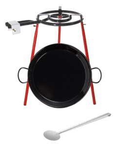vaello 18″ outdoor paella set for up to 12 people with gas burner, rust-free non-stick free spatula