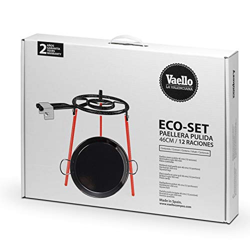 Vaello 18" Outdoor Paella Set for up to 12 people with gas burner, rust-free non-stick FREE Spatula