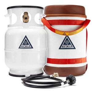 ignik refillable gas growler deluxe 5-pound propane tank with carry case and adapter hose, natural